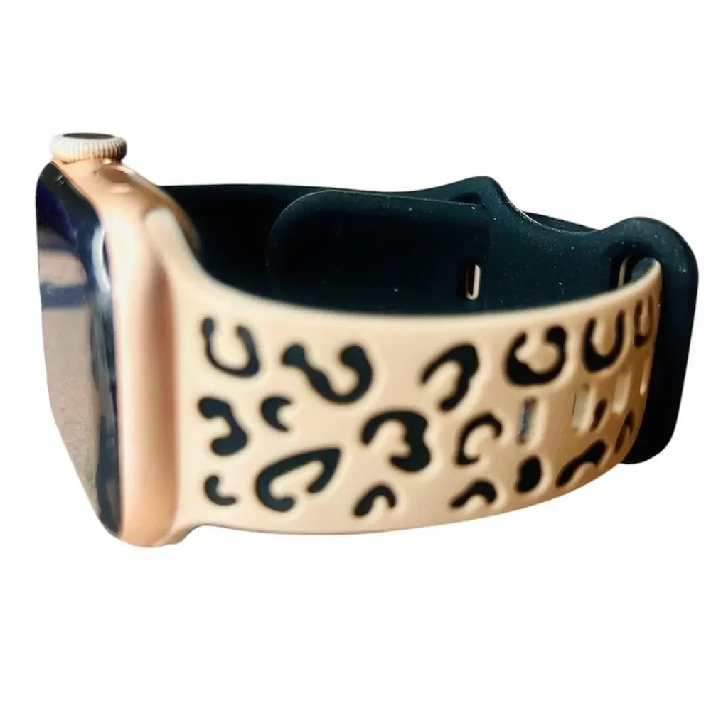 Leopard Apple Watch Band 38 40 Blush Pink Silicone Strap NEW